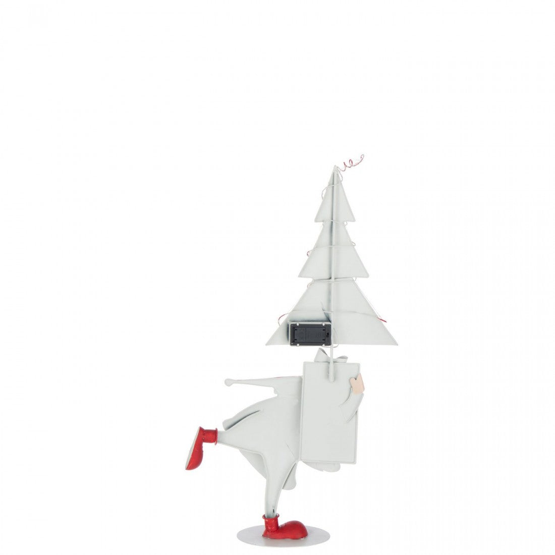 Kerstman Led Boom Ijzer Kerstrood/Wit Small  H66cm J-Line