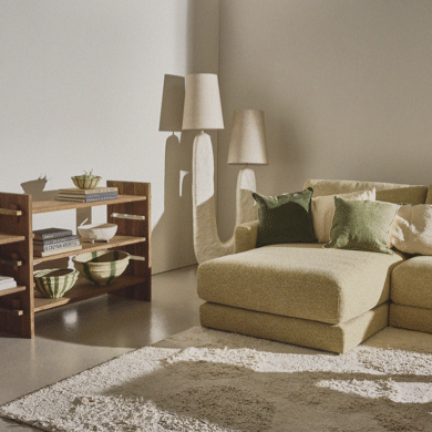 EIVISSA - Vloerlamp - papier mâché / katoen - L 70 x W 35 x H 170 cm - Beige Pomax