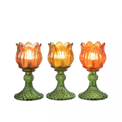 Kandelaar Tulipa Glas Mix Set van 3 J-Line