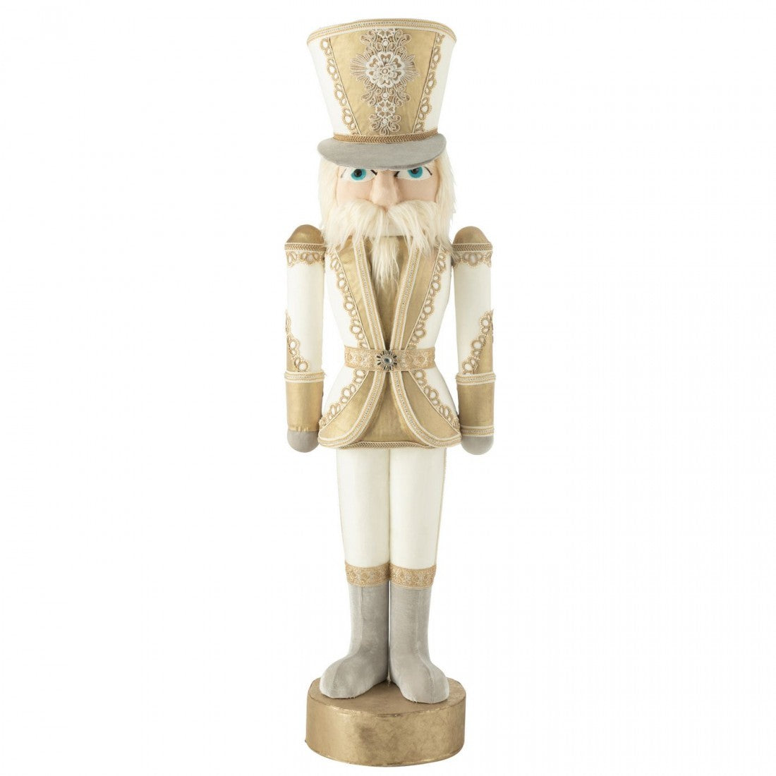 Notenkraker Staand Polyfoam/Textiel Wit/Goud H148cm J-Line