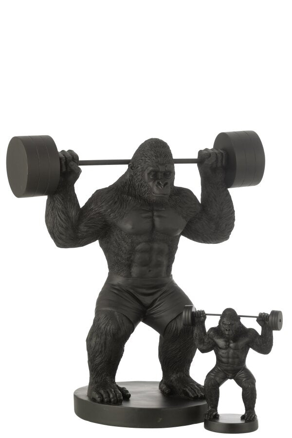 Gorilla Gewichtheffen Polyresin Zwart Large J-Line