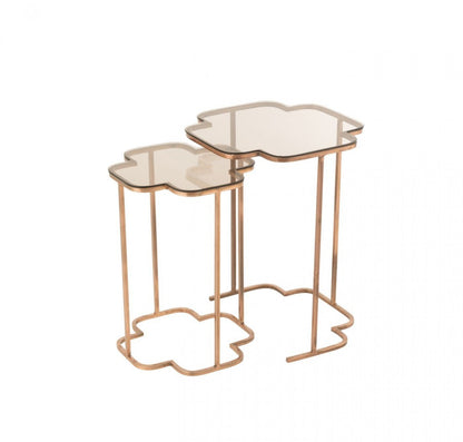 Set Van Twee Bijzettafels Ones Metaal Koper j-line
