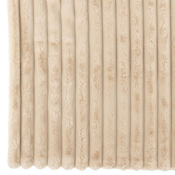 Plaid Large Corduroy Polyester Beige 180cmx130cm J-Line
