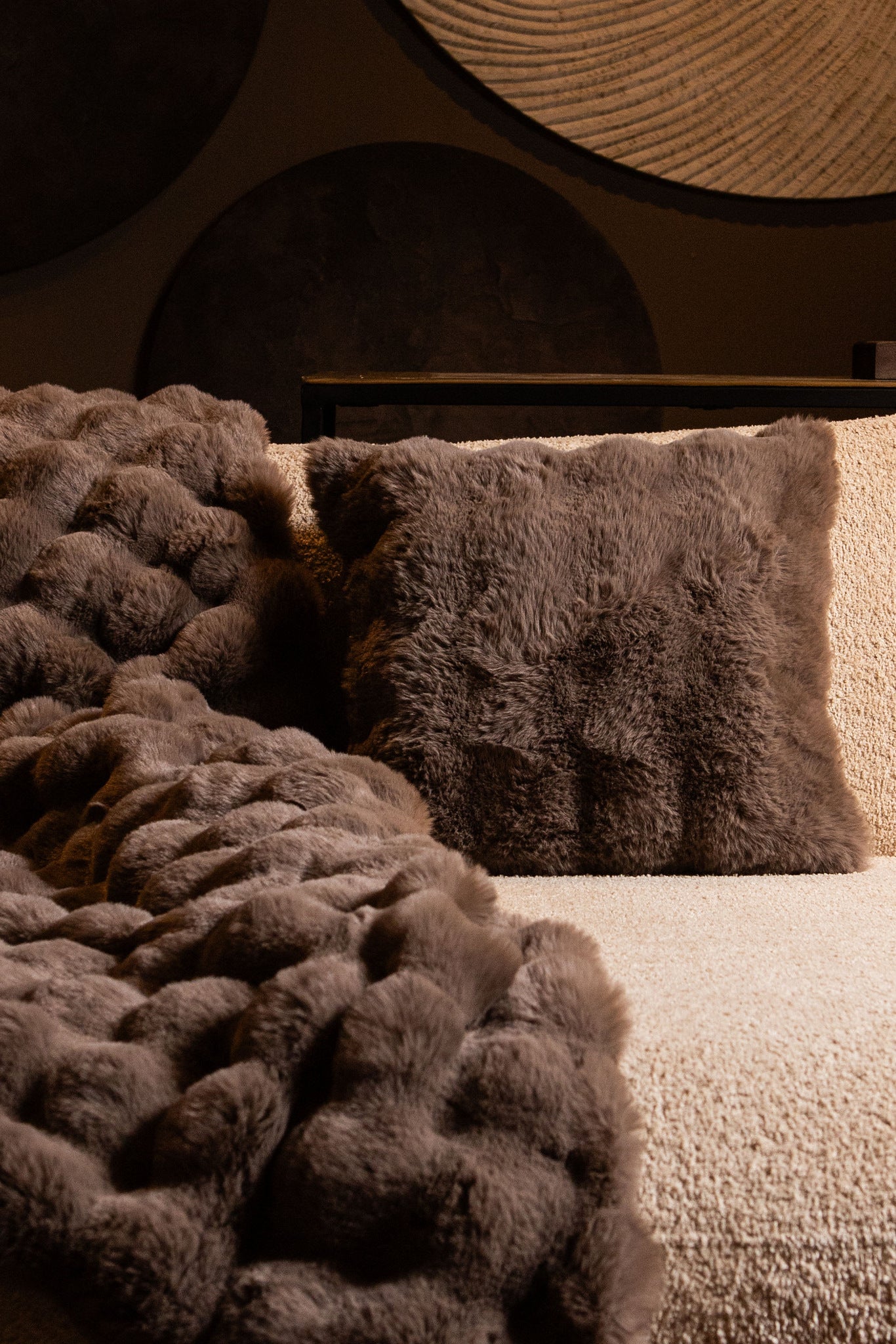 Plaid Dunae Taupe Nep Bont Small 170x140cm PTMD