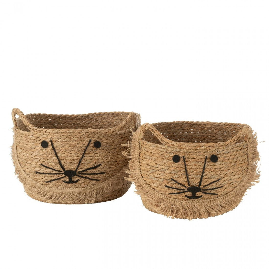 Set Van 2 Manden Kitty Riet Naturel/Zwart J-Line