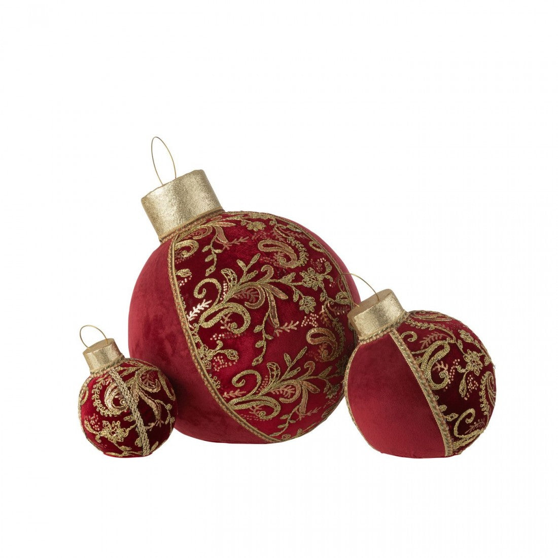 Bal Decoratief Patroon Polyfoam/Textiel Rood/Goud Small J-Line