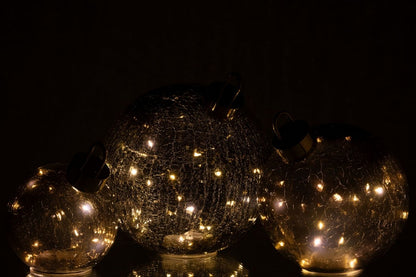 Kerstbal Led Glas Zwart Set van 3 J-Line