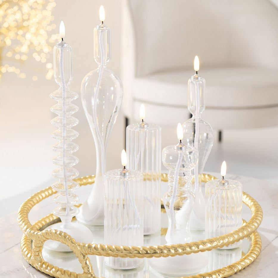 Led Kaars Strepen Glas Transparant Set van 3 J-Line