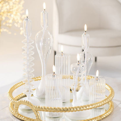 Led Kaars Strepen Glas Transparant Set van 3 J-Line