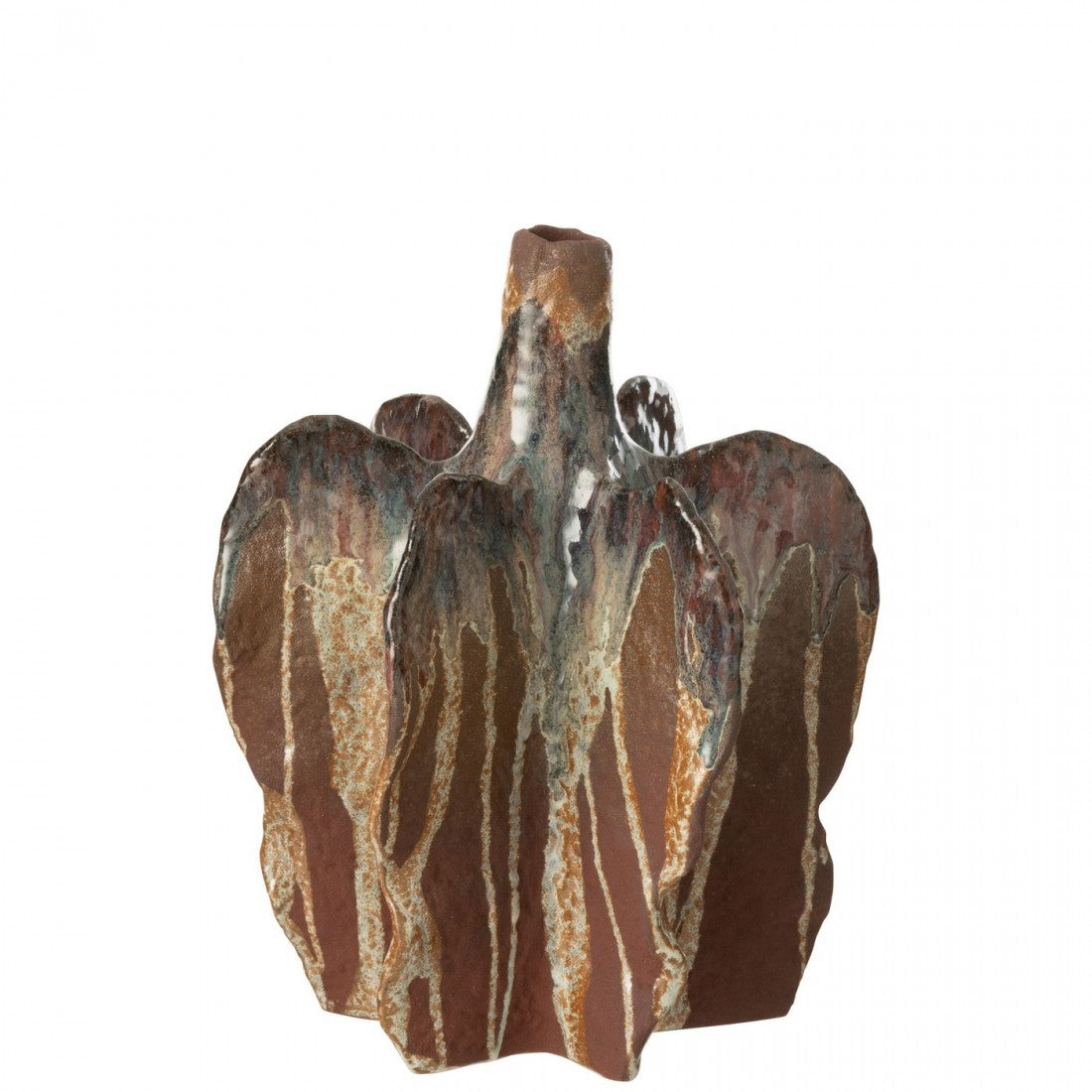 Vaas Naga Keramiek Roest Bruin Large 24,5x22,5x30cm J-Line