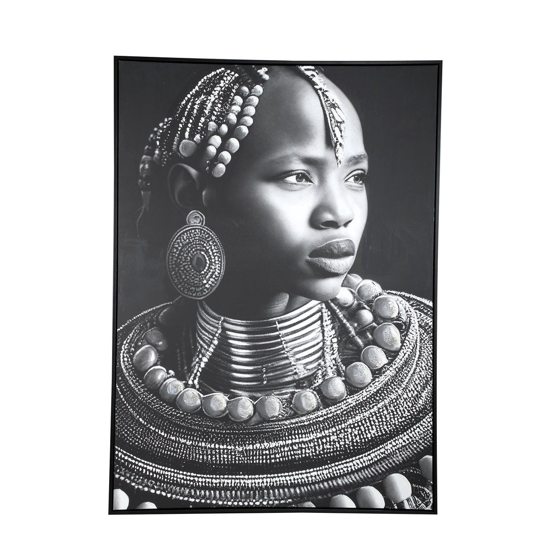 Romaan Black Polyester Painting Woman Large PTMD - Schilderij - PTMD - livinglovely.nl