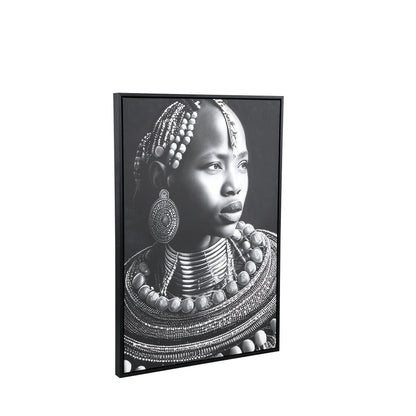 Romaan Black Polyester Painting Woman Small PTMD - Schilderij - PTMD - livinglovely.nl