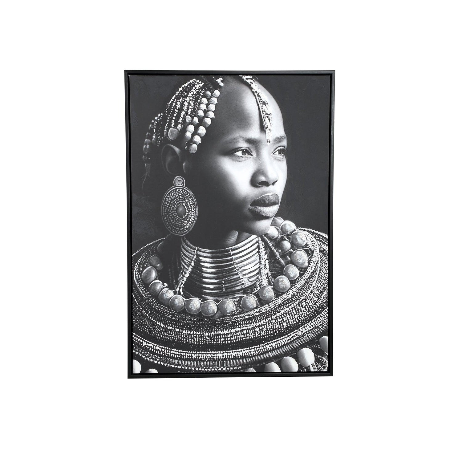 Romaan Black Polyester Painting Woman Small PTMD - Schilderij - PTMD - livinglovely.nl