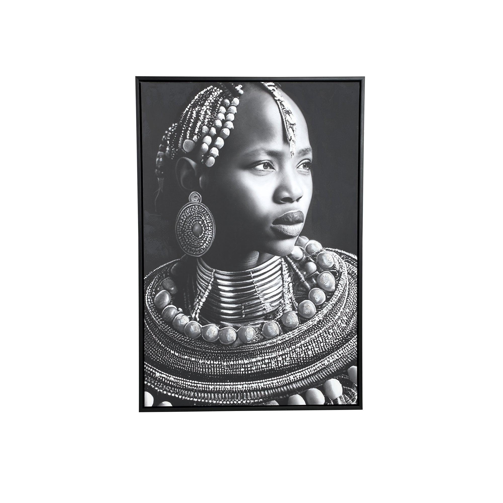 Romaan Black Polyester Painting Woman Small PTMD - Schilderij - PTMD - livinglovely.nl