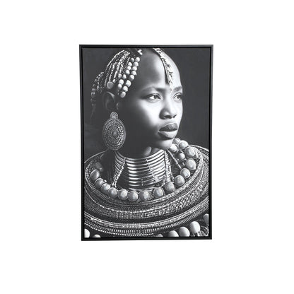 Romaan Black Polyester Painting Woman Small PTMD - Schilderij - PTMD - livinglovely.nl
