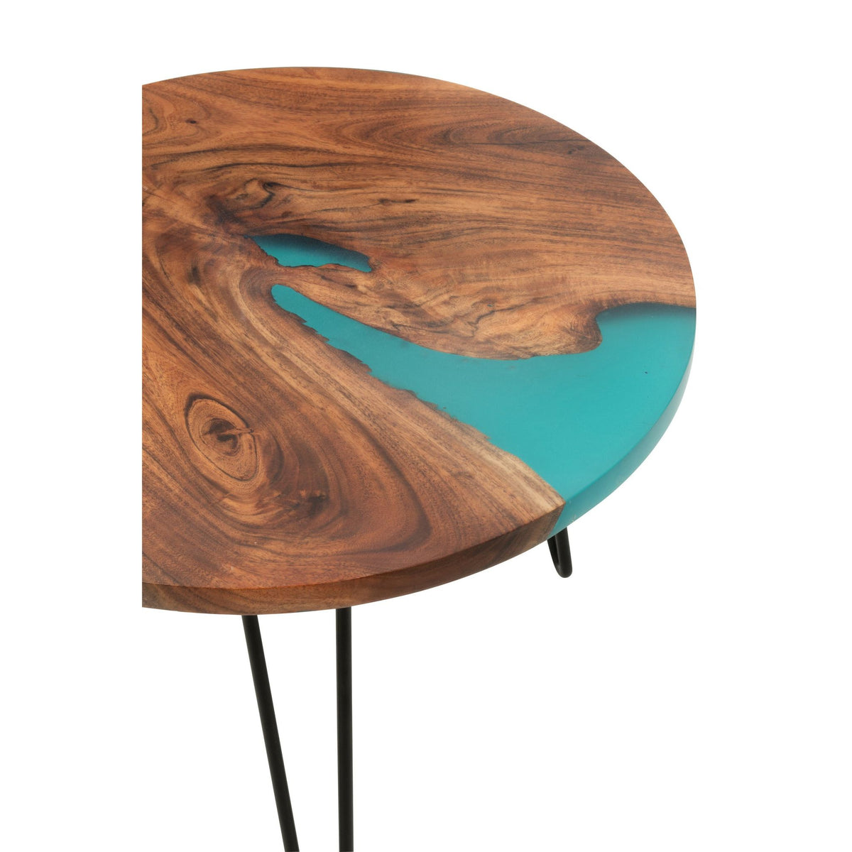 Ronde Bijzettafel Ø54cm Acaciahout Naturel/Blauw J-Line