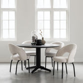 Zwarte ronde Mortex eettafel met kruispoot vooraanzicht