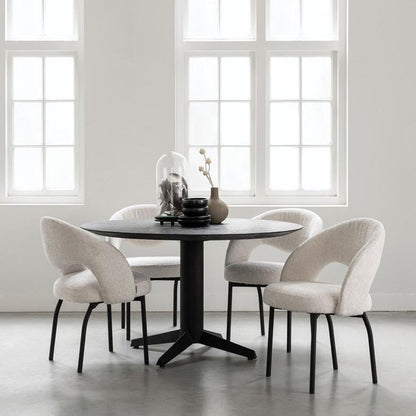 Zwarte ronde Mortex eettafel met kruispoot vooraanzicht