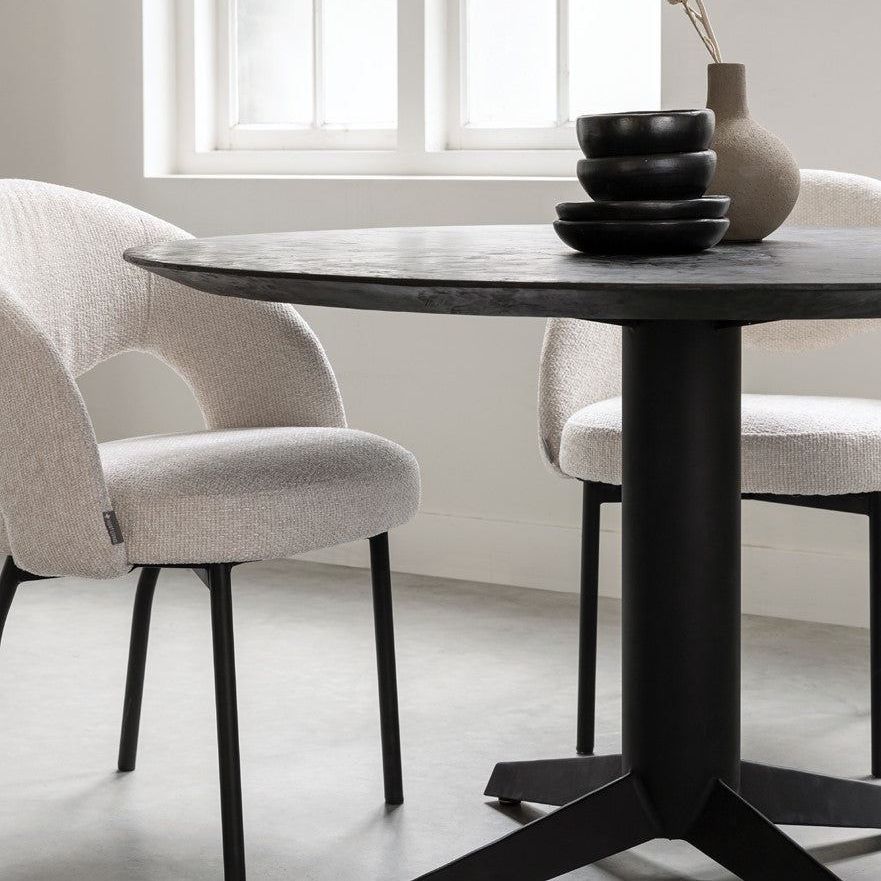 Ronde eettafel Soho Ø130cm met eetkamerstoelen DTP Home