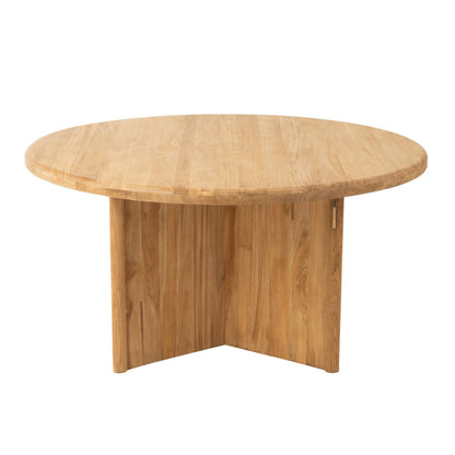 Tafel Rond Teak Hout Naturel Dia 150cmx75cm J-Line - Eetkamertafel - J-Line - livinglovely.nl