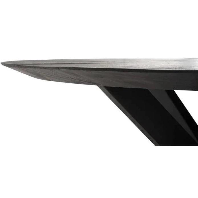 Ronde eettafel Black Shape zwart teak met ijzeren onderstel