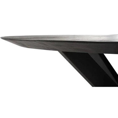 Ronde eettafel Black Shape zwart teak met ijzeren onderstel