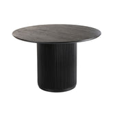 Ronde Eetkamertafel Vincent Mangohout Zwart Large van J-Line, zwarte eettafel met cilindervoet op witte achtergrond