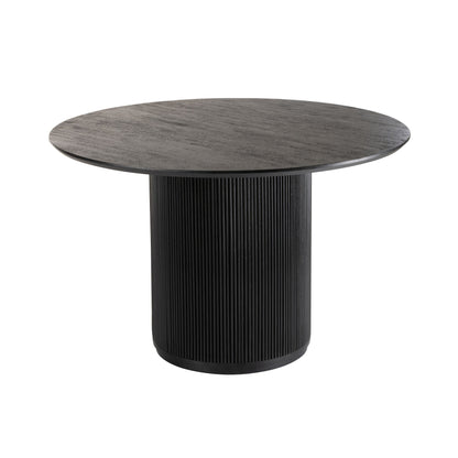 Ronde Eetkamertafel Vincent Mangohout Zwart Large van J-Line, zwarte eettafel met cilindervoet op witte achtergrond