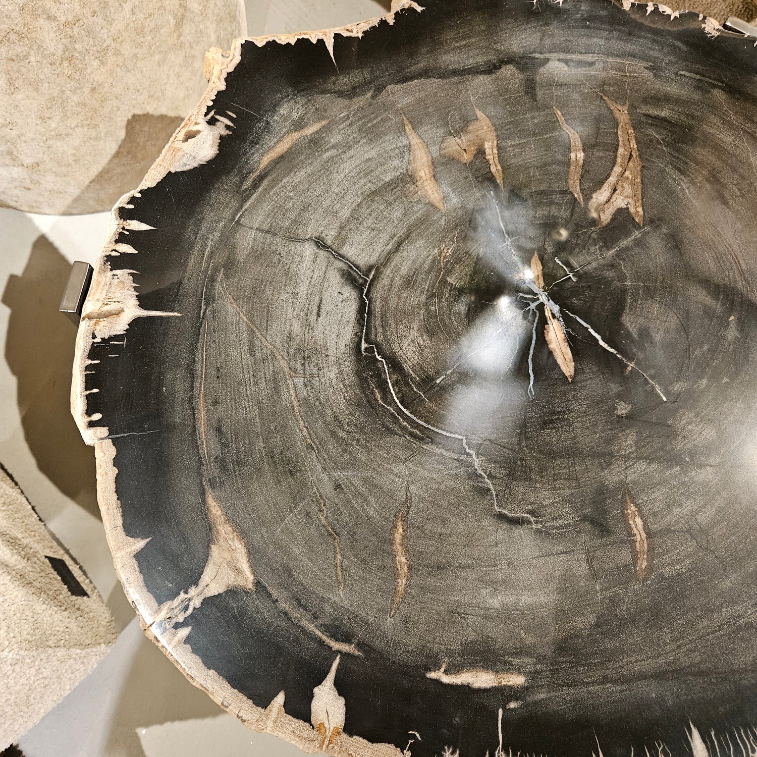 Rudi Grey petrified wood coffeetable nickel Set van 3 - Salontafel - PTMD - livinglovely.nl