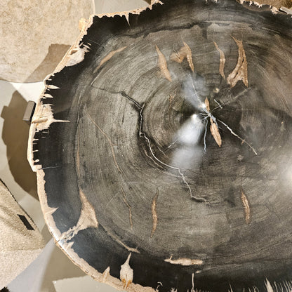 Rudi Grey petrified wood coffeetable nickel Set van 3 - Salontafel - PTMD - livinglovely.nl