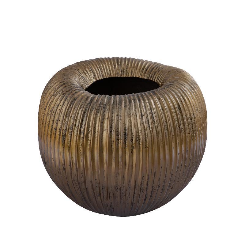 Russen Gold Alu Round Pot Low Ribbed PTMD , Vaas/pot/kruik , PTMD , livinglovely.nl