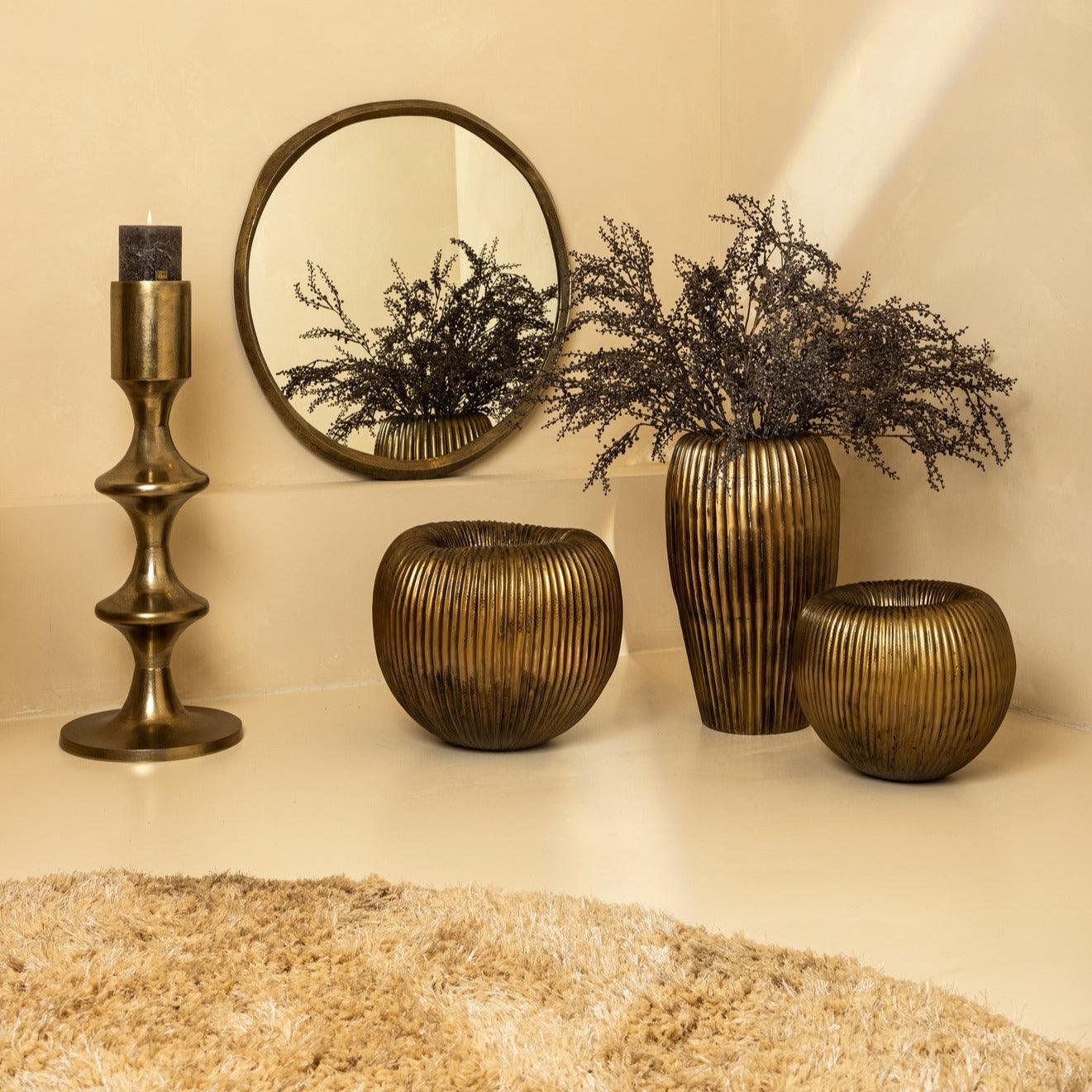 Russen Goud Lage Bloempot Large PTMD - Pot - PTMD - livinglovely.nl