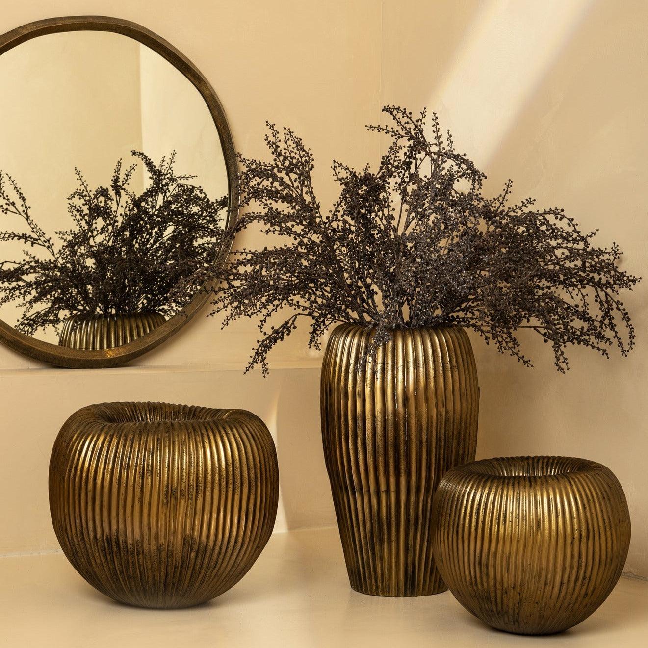 Russen Goud Lage Bloempot Large PTMD - Pot - PTMD - livinglovely.nl