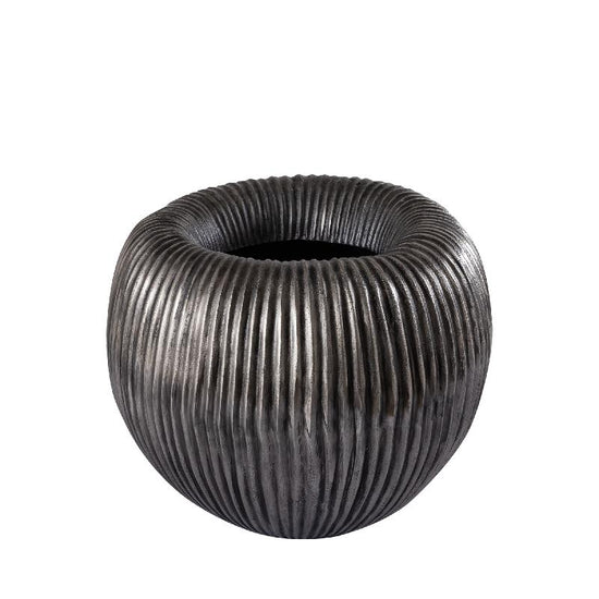 Russen Silver Alu Pot Low Ribbed Small PTMD , Vaas/pot/kruik , PTMD , livinglovely.nl