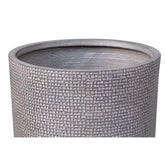 Rylon Brown GRC Pattern Pot Round Low Set Of 5 van PTMD, detail van het reliëfpatroon op witte achtergrond