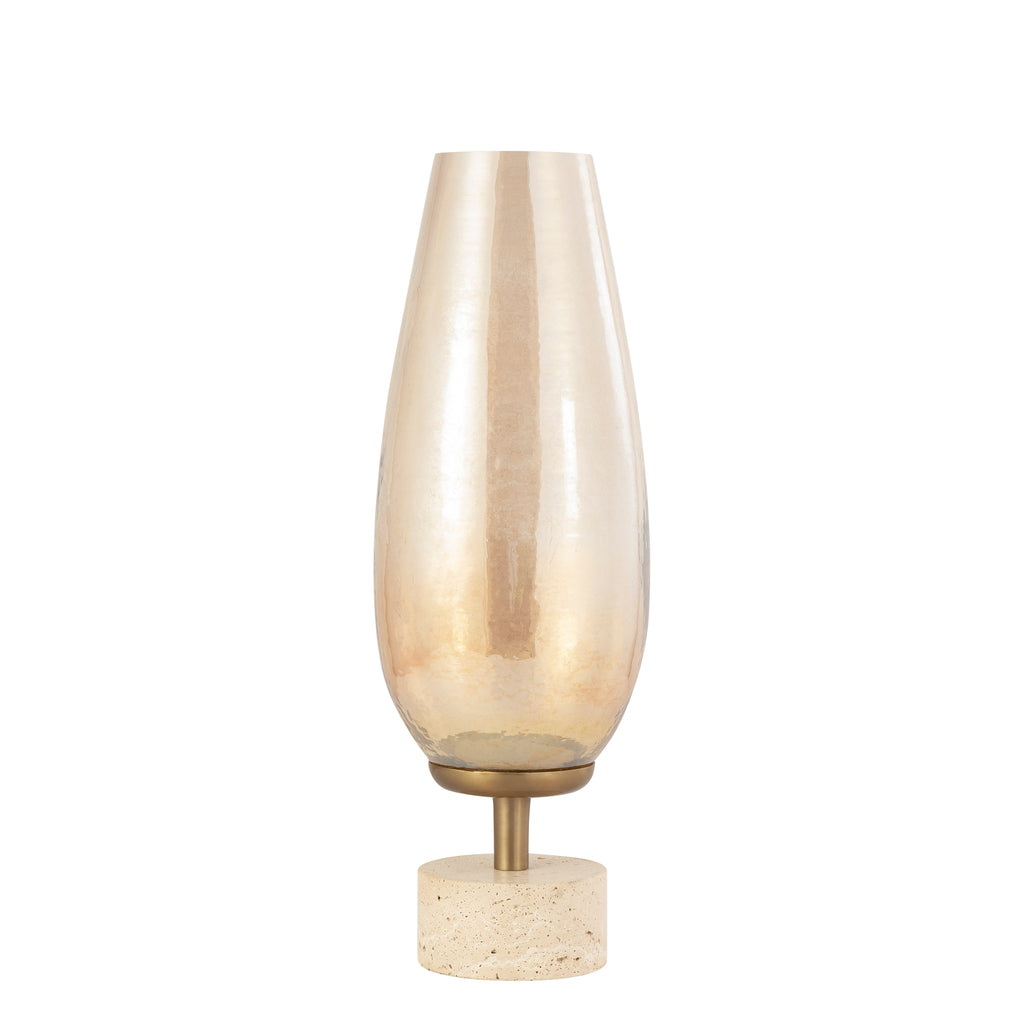 Sajeth Brass luster glass stormlight on base L PTMD - Kandelaar - PTMD - livinglovely.nl