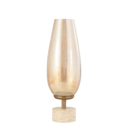 Sajeth Brass luster glass stormlight on base L PTMD - Kandelaar - PTMD - livinglovely.nl
