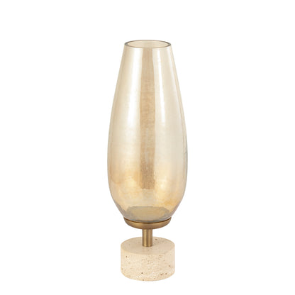Sajeth Brass luster glass stormlight on base L PTMD - Kandelaar - PTMD - livinglovely.nl