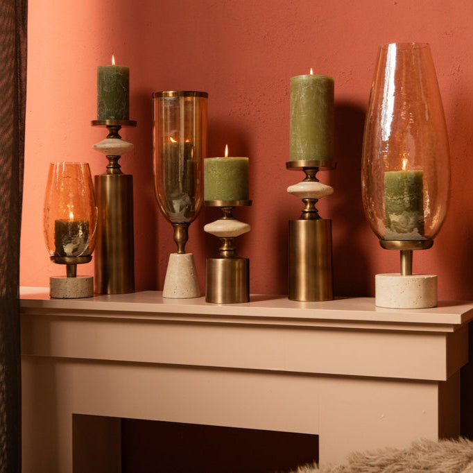 Sajeth Brass luster glass stormlight on base S - Kandelaar - PTMD - livinglovely.nl