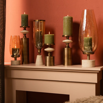 Sajeth Brass luster glass stormlight on base S - Kandelaar - PTMD - livinglovely.nl