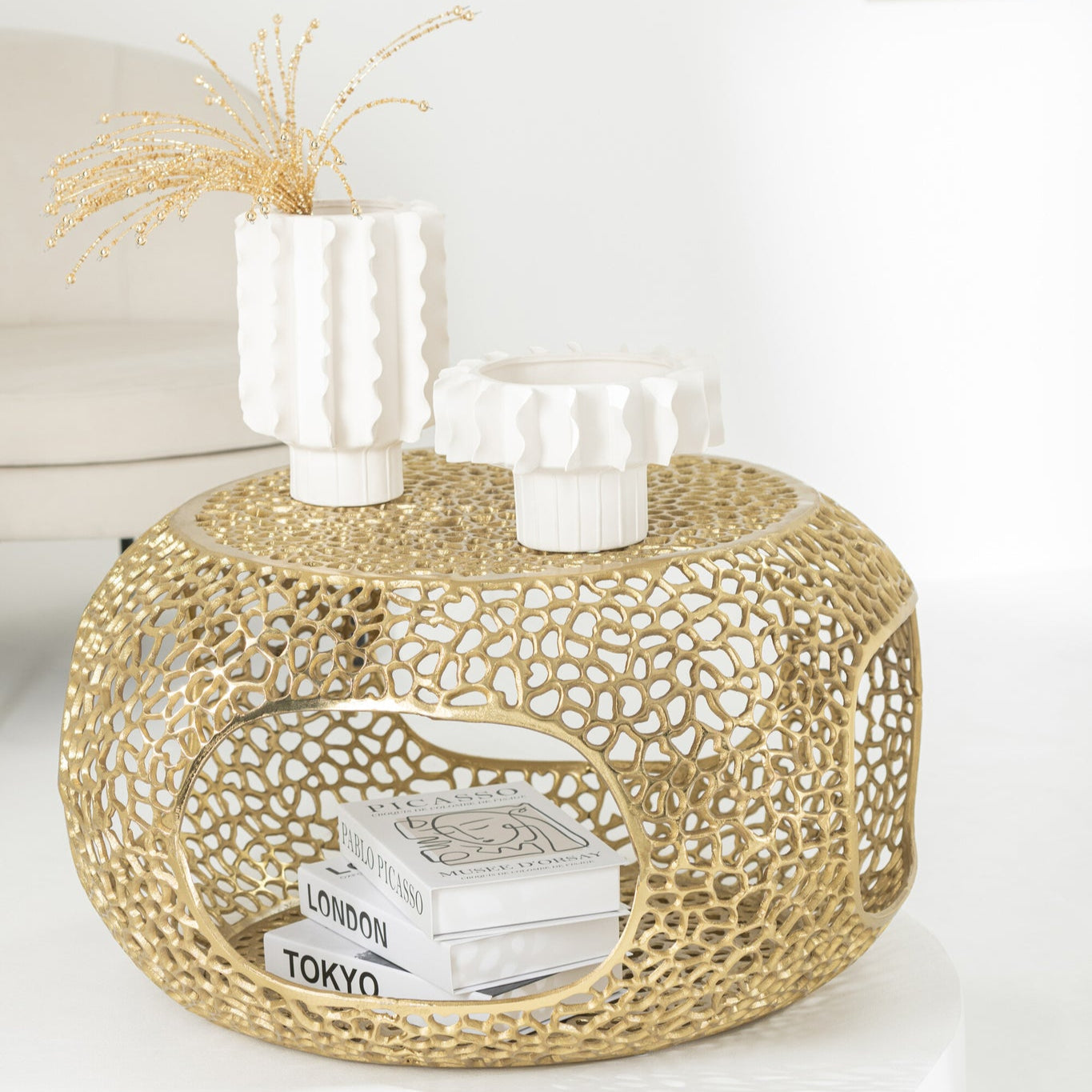 Salontafel Aluminium Goudkleurig Small J-Line - Salontafel - J-Line - livinglovely.nl