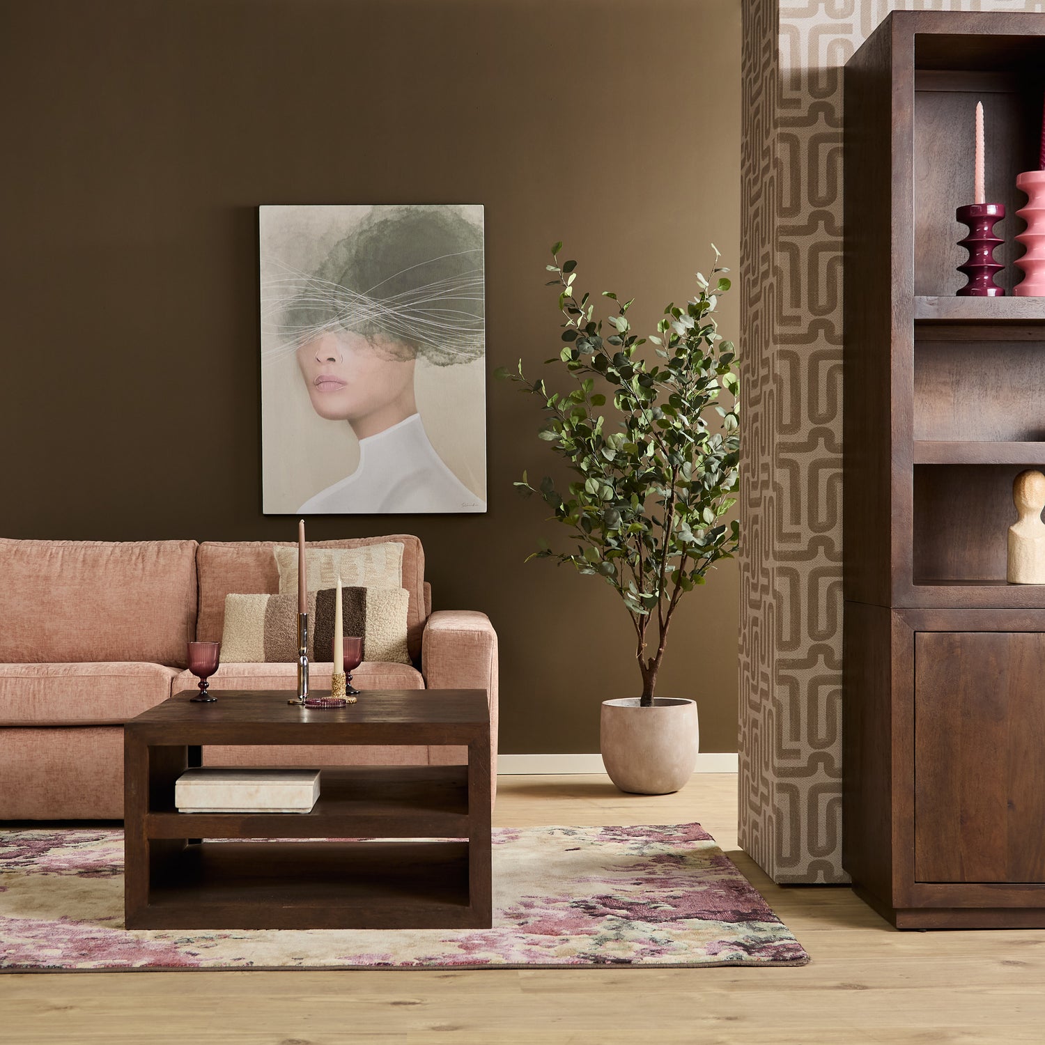 Houtnerf en handafwerking van de Salontafel Brussel Mangohout Bruin van Starfurn