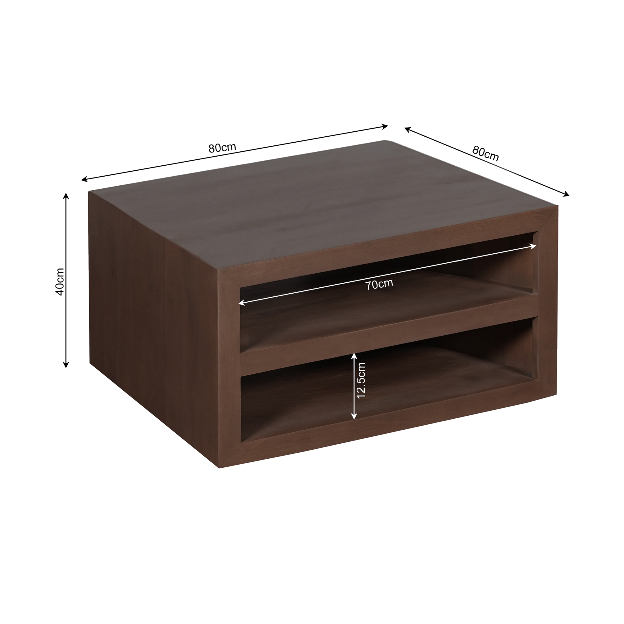 Houtnerf en handafwerking van de Salontafel Brussel Mangohout Walnoot van Starfurn