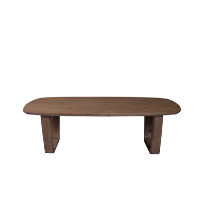 Vooraanzicht van de Cortez salontafel met blad van 130 cm in Malta finish