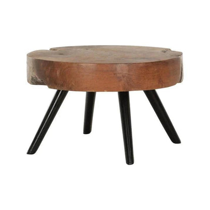 Salontafel Disk Large van MUST Living, bovenaanzicht van het ronde naturel teakhouten blad