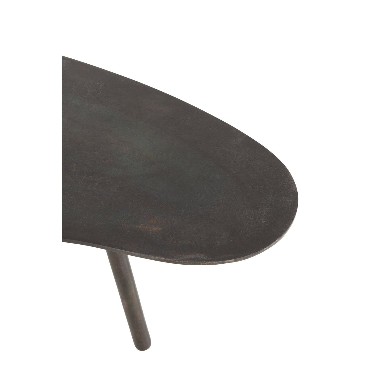 Salontafel Drop Aluminium/IJzer Zwart Small van J-Line, zwarte salontafel van aluminium, schuin aanzicht
