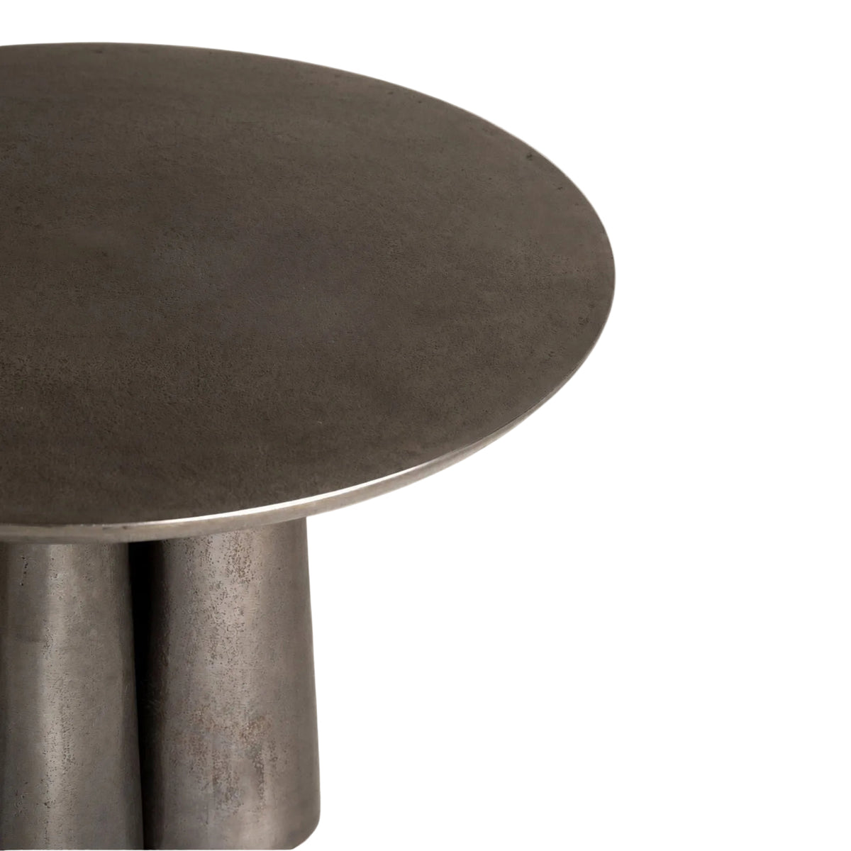 Salontafel Fluxa Aluminium Houtskool van Pomax, close up van het tafelblad met subtiele textuur