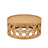 Salontafel Gekerfd Sparhout/Mdf Naturel - Salontafel - J-Line - livinglovely.nl