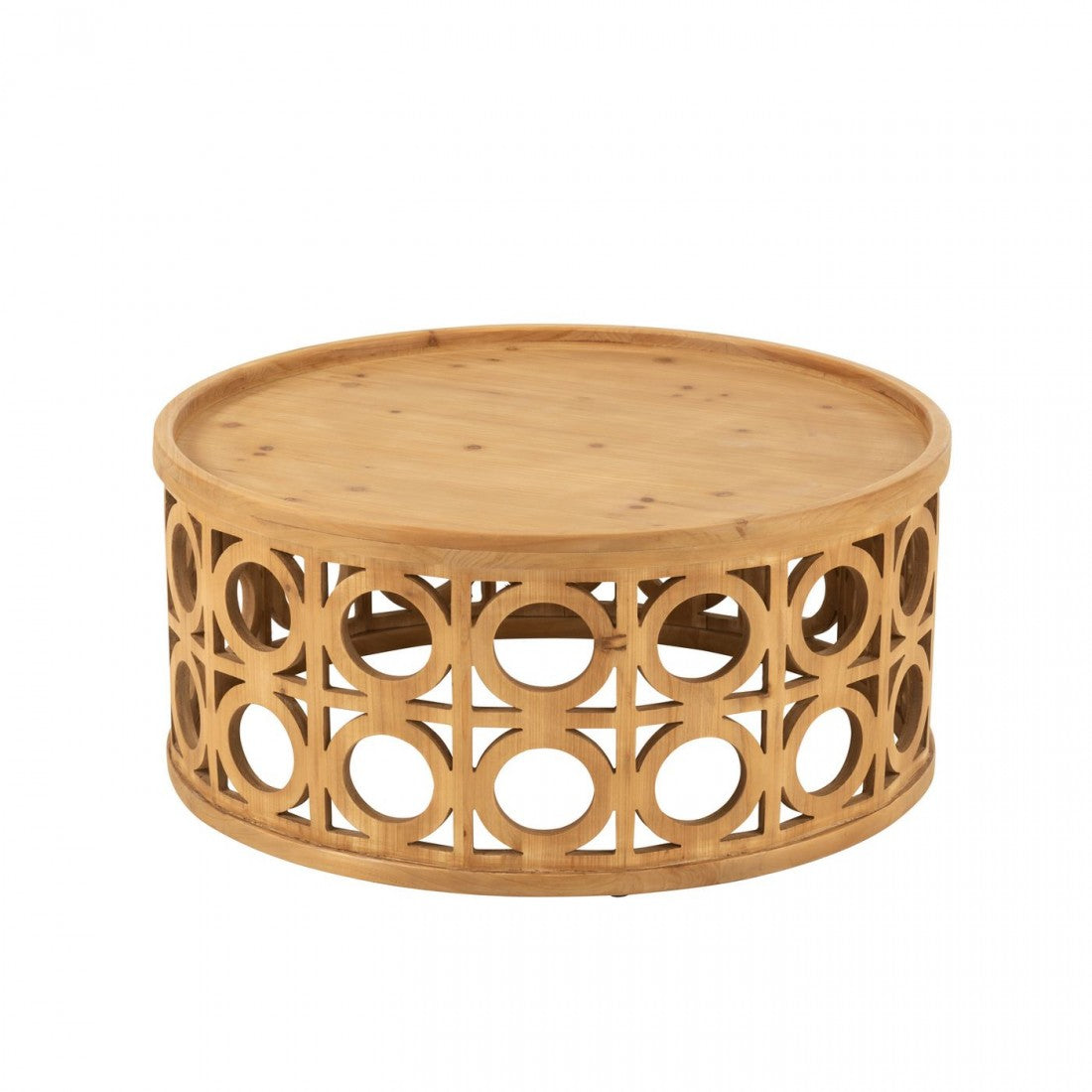 Salontafel Gekerfd Sparhout/Mdf Naturel - Salontafel - J-Line - livinglovely.nl