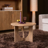 Salontafel Guus van Starfurn in naturel mangohout, 45 cm hoog en 60 cm breed voor een compacte zithoek